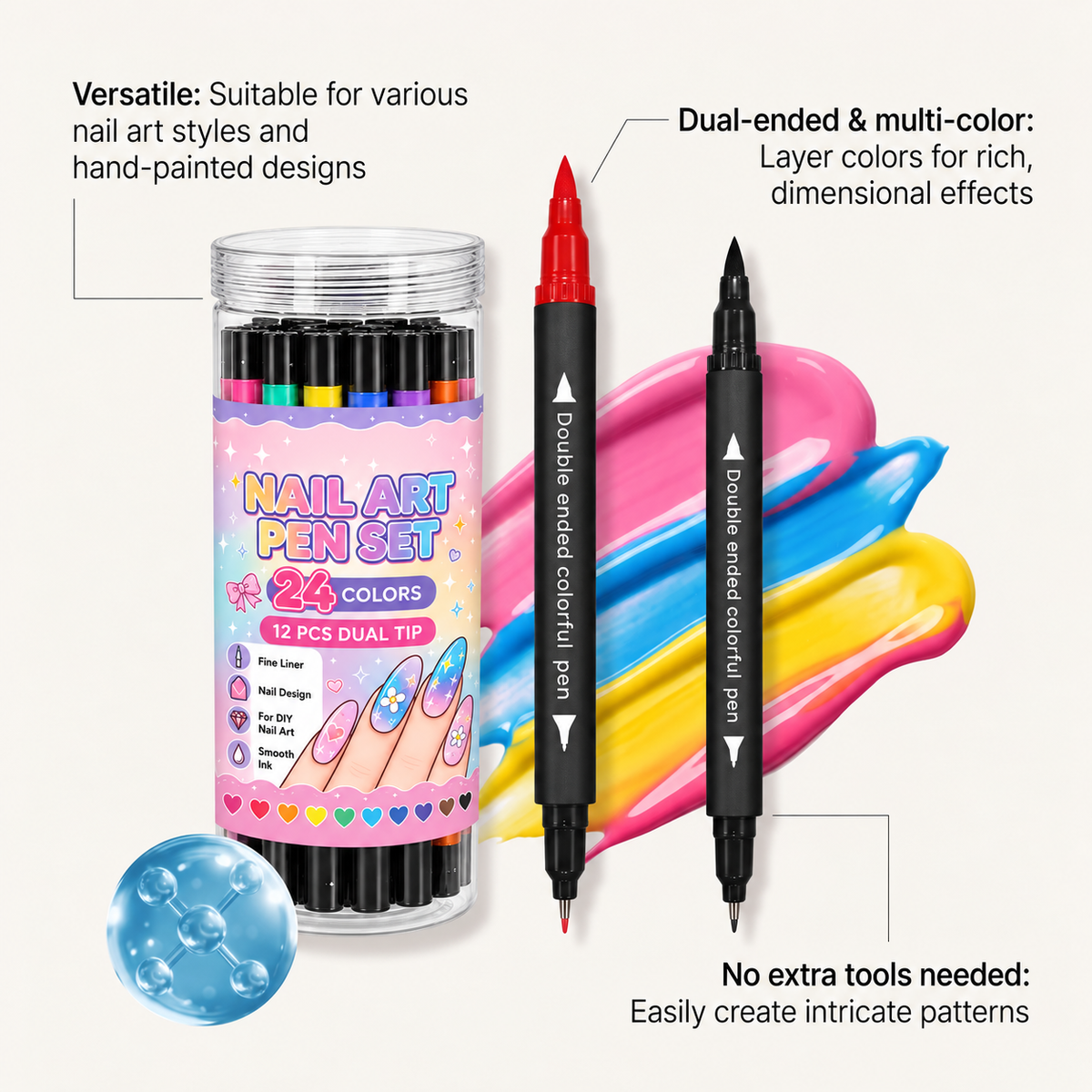 🌸Last Day Buy 2 Get 1 Free🌈12 Colors Dual Ended Nail Art Pens Set