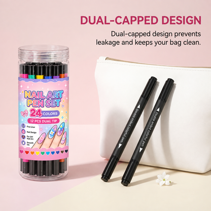 🌸Last Day Buy 2 Get 1 Free🌈12 Colors Dual Ended Nail Art Pens Set