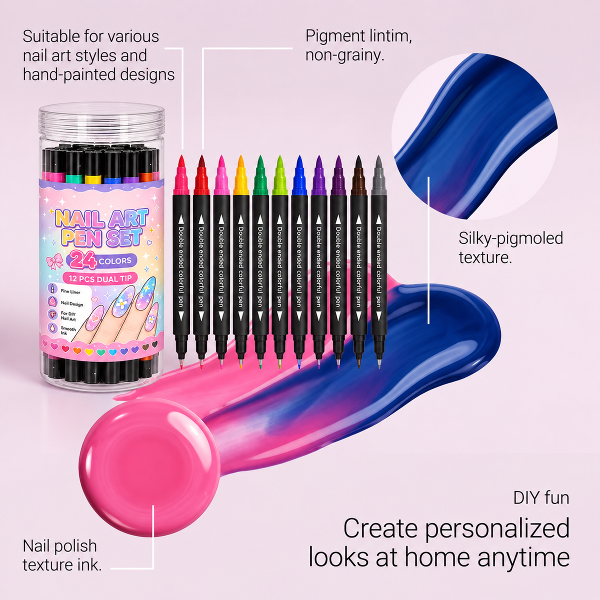 🌸Last Day Buy 2 Get 1 Free🌈12 Colors Dual Ended Nail Art Pens Set
