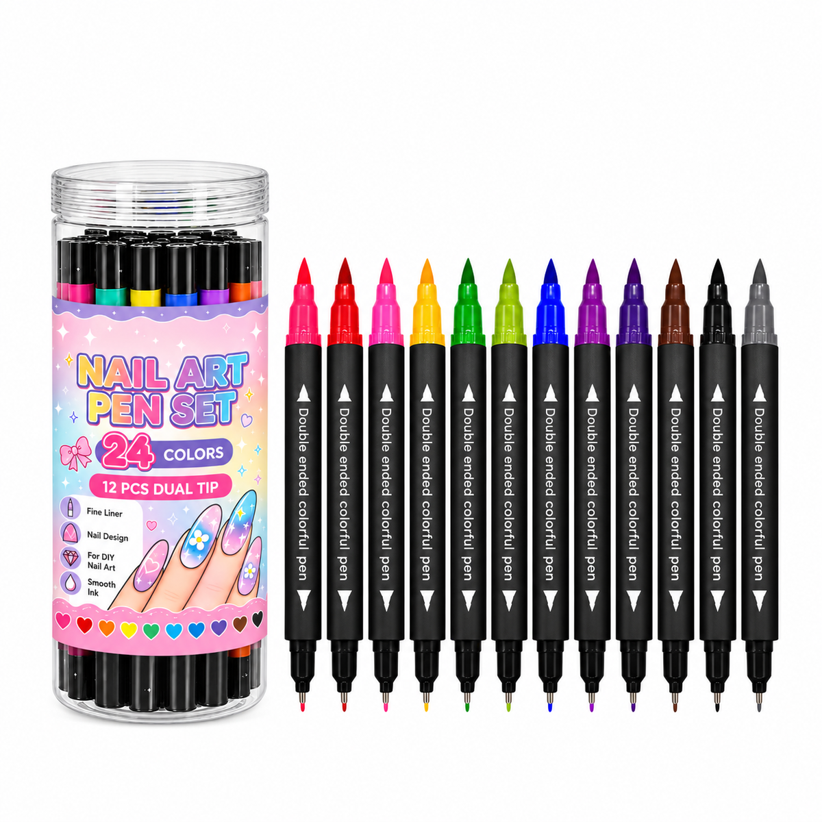 🌸Last Day Buy 2 Get 1 Free🌈12 Colors Dual Ended Nail Art Pens Set